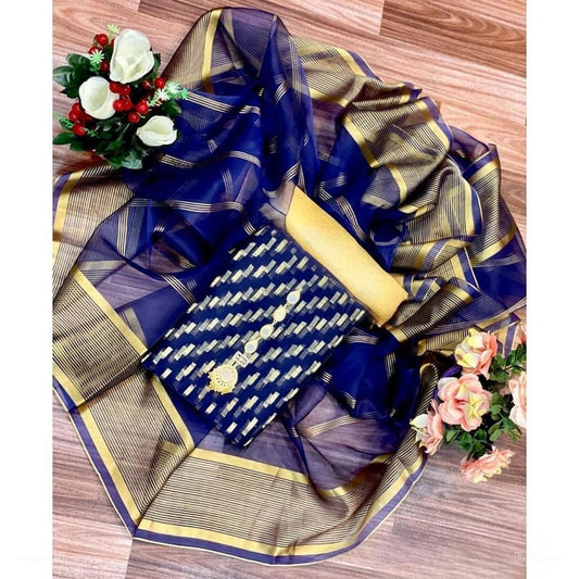 3 Pcs Women's Unstitched Organza Printed Suit