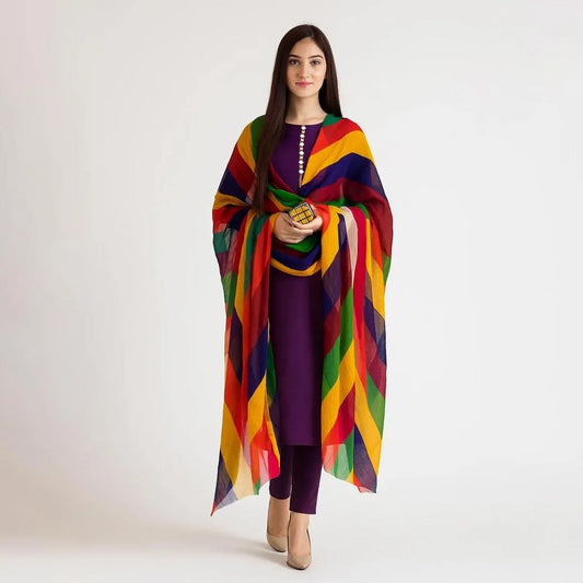 3 Pcs Women's Unstitched Plain Suit