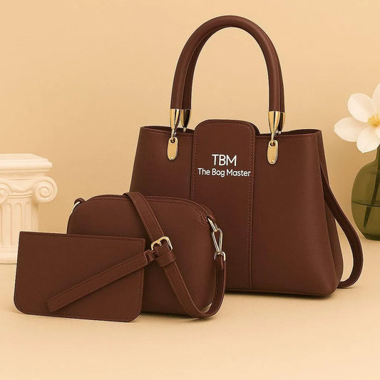 Women's Rexine Plain Hand Bag Set