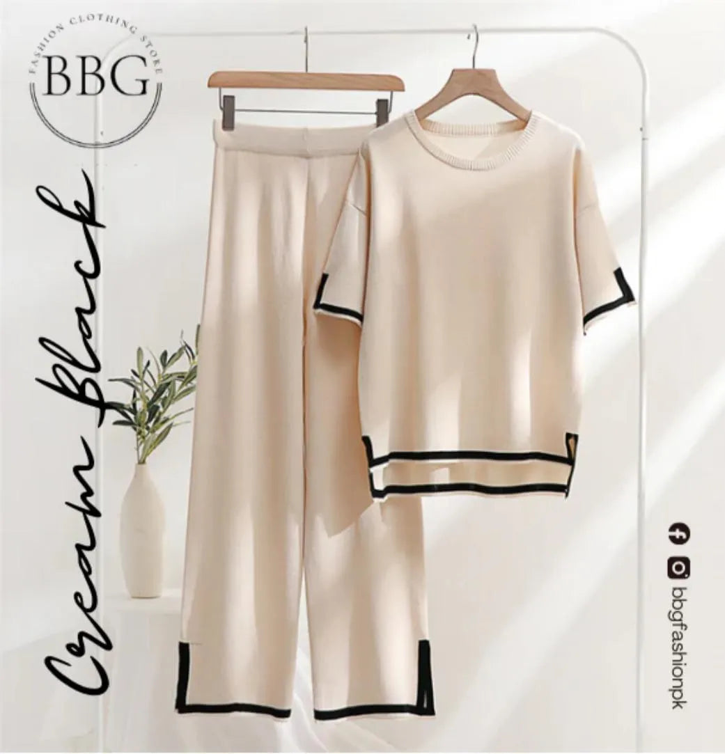 2 Pcs Women's Stitched Jersey Plain Night Suit