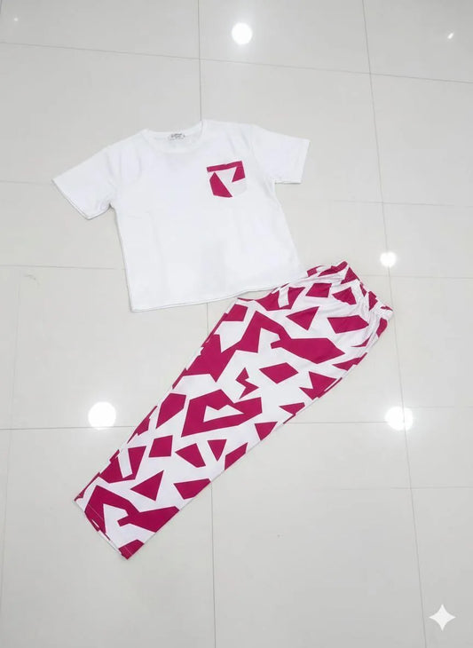 2 Pcs Women's Stitched Jersey Printed Night Suit