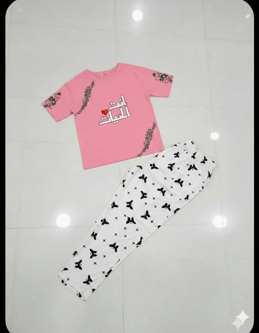 2 Pcs Women's Stitched Jersey Printed Night Suit