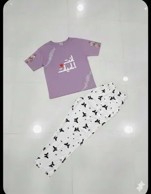 2 Pcs Women's Stitched Jersey Printed Night Suit