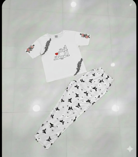 2 Pcs Women's Stitched Jersey Printed Night Suit