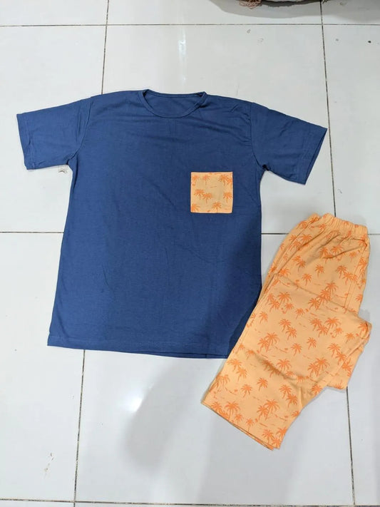 2 Pcs Women's Stitched Jersey Printed Night Suit