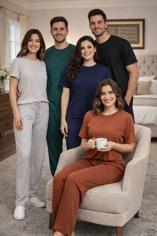 2 Pcs Women's Stitched Jersey Plain Night Suit