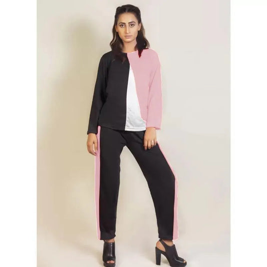2 Pcs Women's Stitched Jersey Plain Tracksuit
