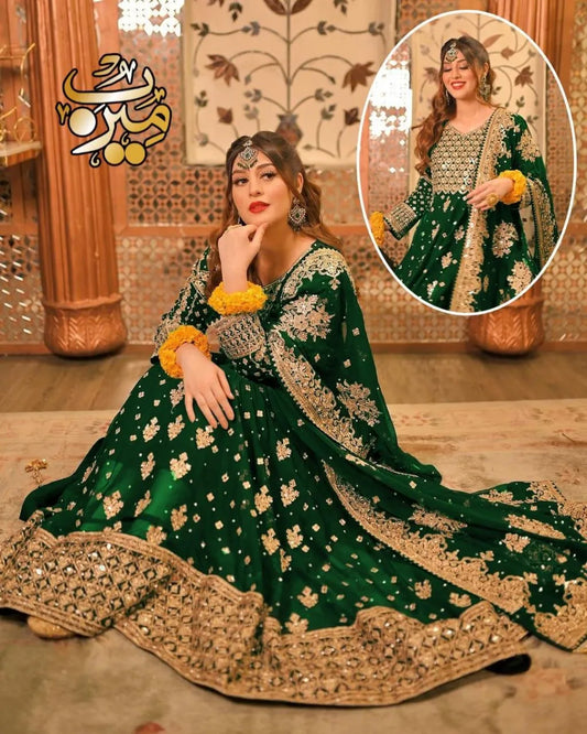 3 Pcs Women's Stitched Chiffon Embroidered Suit