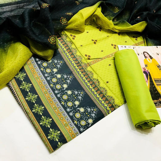 3 Pcs Women's Unstitched Digital Print Suit